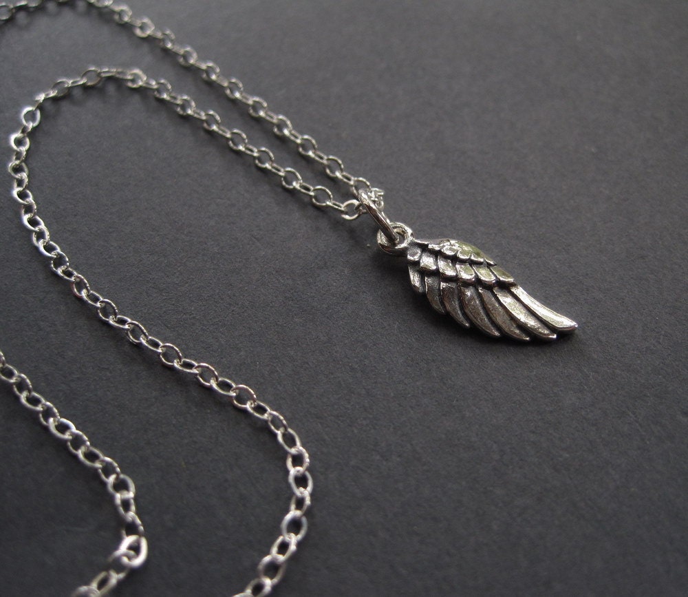 Angel Wing Necklace - Sterling Silver Necklace - Minimal Necklace