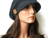 Woodland Slouchy Newsboy Cap in Marble Blue Eco Friendly Hemp Ready to Ship