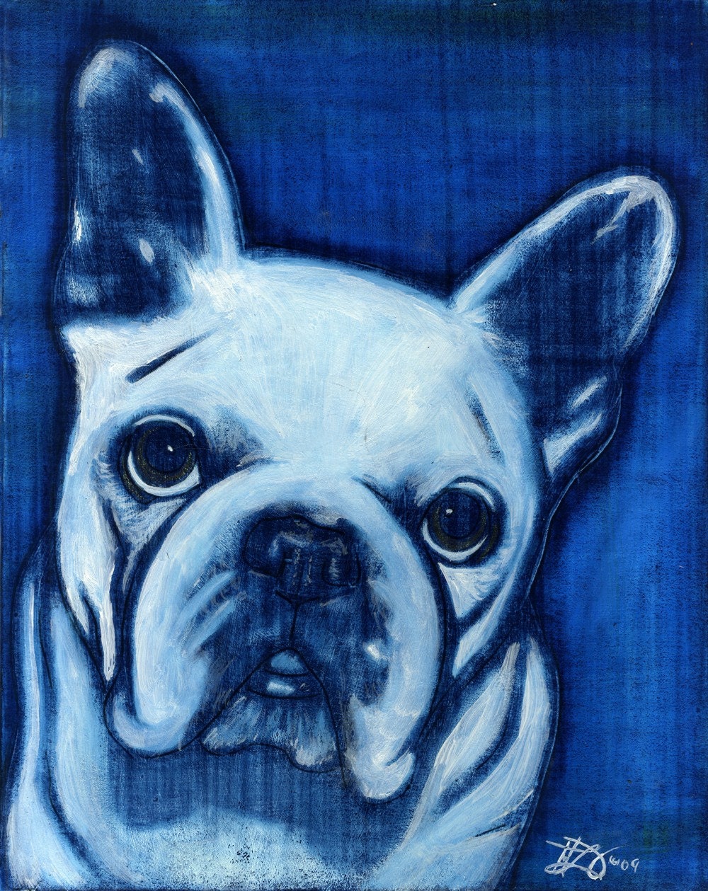 Custom Pet Potrait - Rocky the French Bull Dog - 8x10