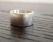 Recycled Sterling Wide Band Ring - Unisex, Modern Brushed Finish
