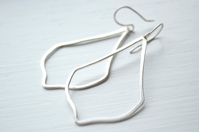 Chandelier Earrings in Recycled Sterling Silver - Modern Brushed Finish Lightweight