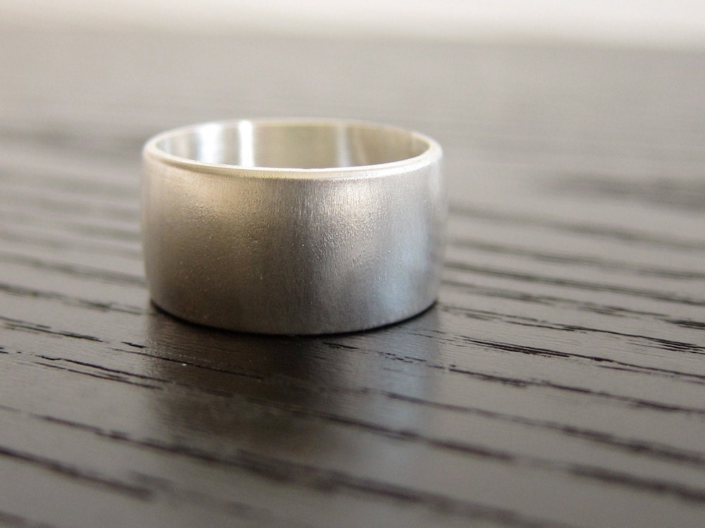 Recycled Sterling Wide Band Ring - Unisex, Modern Brushed Finish