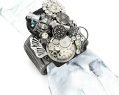 Steampunk Bracelet  - Vintage Statement - Big Chunky Assemblage Collage, Watch Parts, OOAK - InVintageHeaven