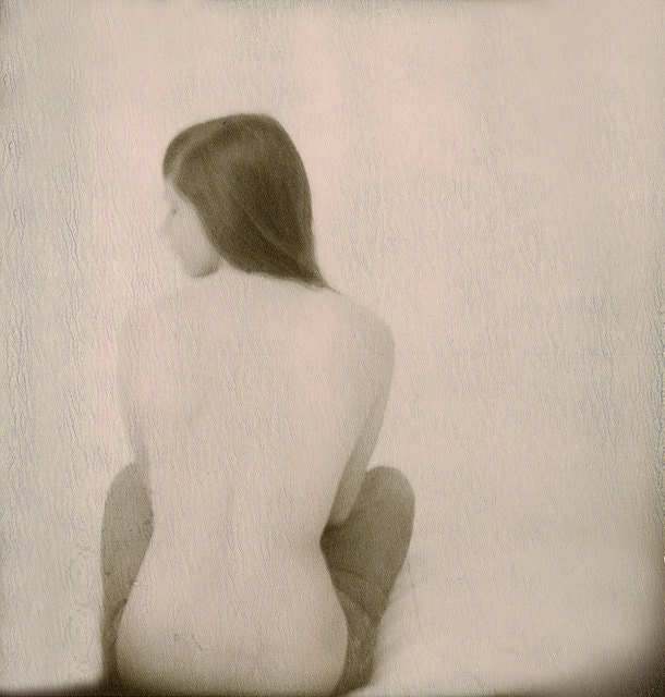 8x8 art sepia square print from a Holga photograph made with Polaroid film, archival, hand signed by its author