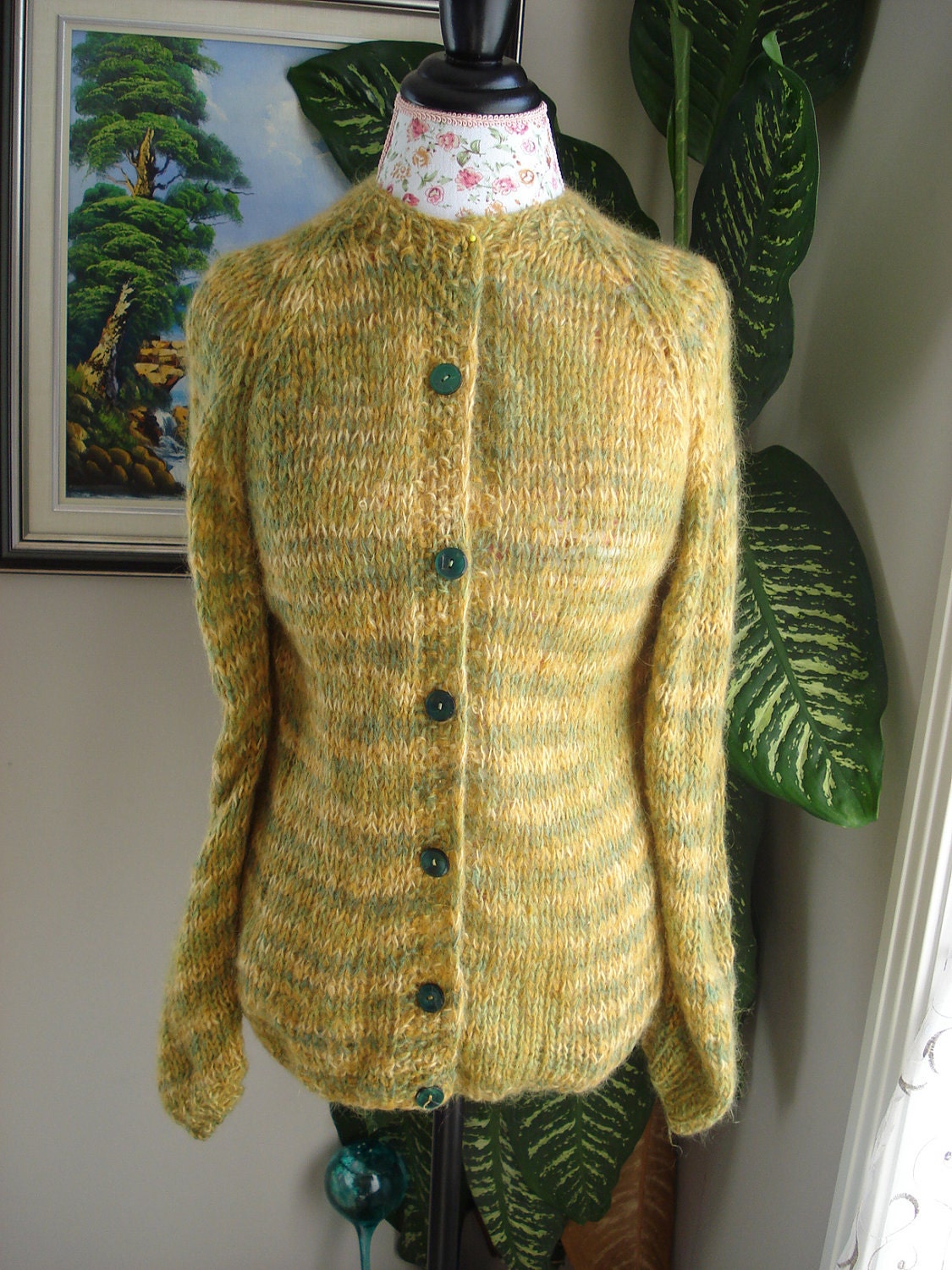 Ready to ship /GORGEOUS Handmade knitted Mohair Sweater/ Cardigan