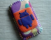 Android Phone Case with Mod Circles Pattern in Purple and Orange Felt LIMITED EDITION