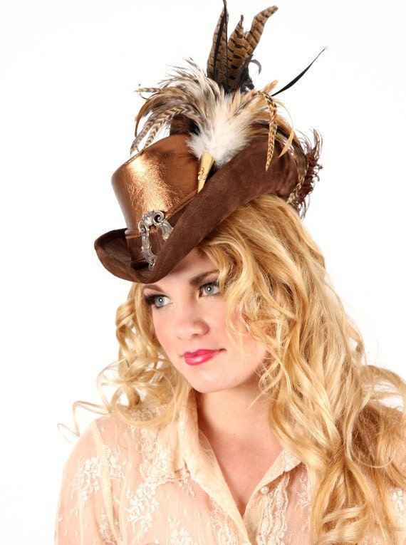 Steampunk Leather Hat Deluxe Metallic Elizabethan Ladies Riding