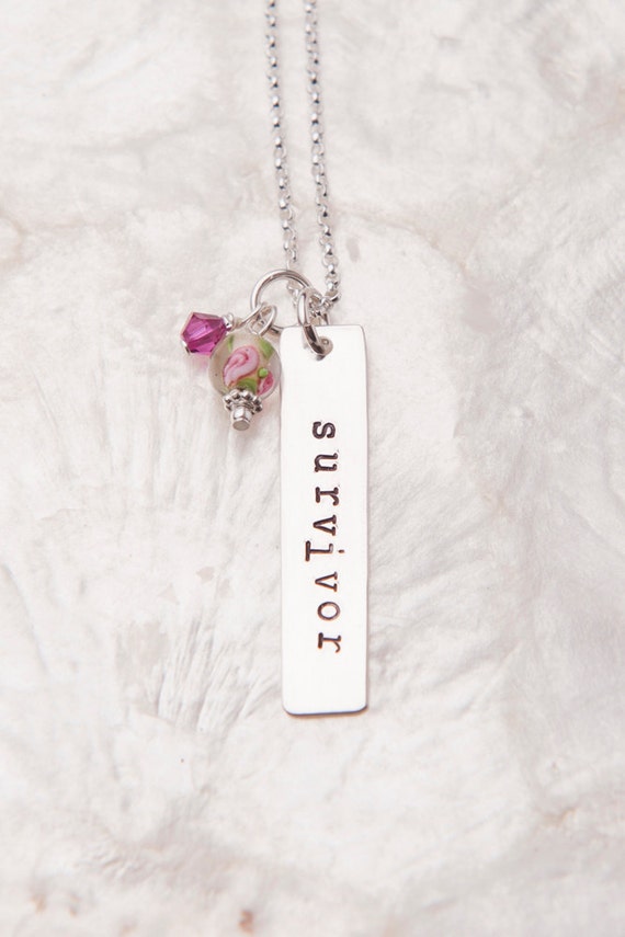 Survivor Necklace Breast Cancer Jewelry by charmedcollections1