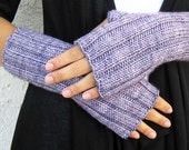 Fingerless Gloves, Merino Wool Hand Arm Warmers Hand Knit Dusty Lavender Lilac Violet, Made to Order