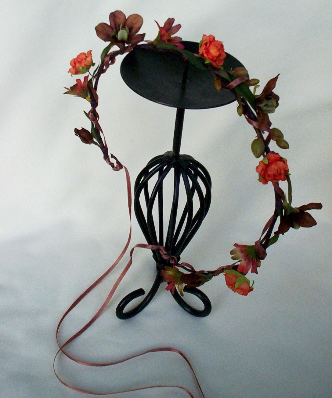 Fall Headband Flower Crown Rustic Autumn hair flower Orange brown rust bridal hair accesories  Woodland wedding Headwreath