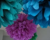 Peacock Feathers - 5 Tissue Paper Pom Pom Flower DIY Decor Kit