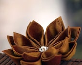 Brooch: Fabric Flower Broach, Silk Kanzashi - Topaz