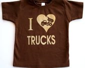 I Love Trucks Toddler or kids shirt, 12m to 8, (NO INK) High Quality t shirt, click for colors, Free Shipping