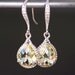 Lemon Yellow Crystal Teardrop Earrings in Silver