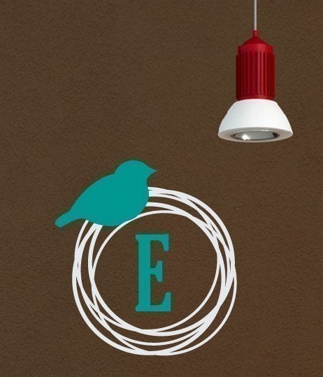 Bird Nest Monogram Vinyl Wall Decal