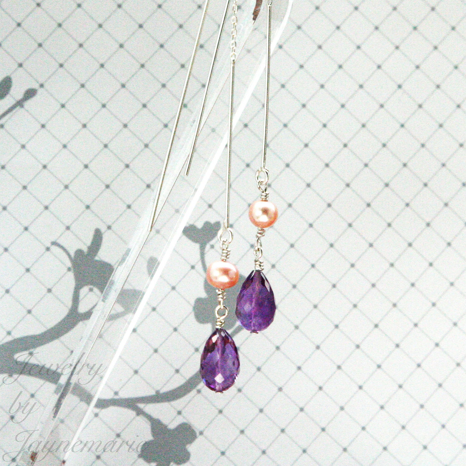 Custom Bridal Sterling Silver Handmade Dangle Threader Earrings