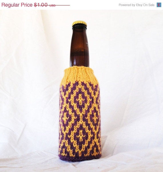 PDF Knitting Pattern - Diamonds Beer Koozie