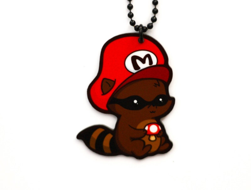 Raccoon Mario Charm Necklace