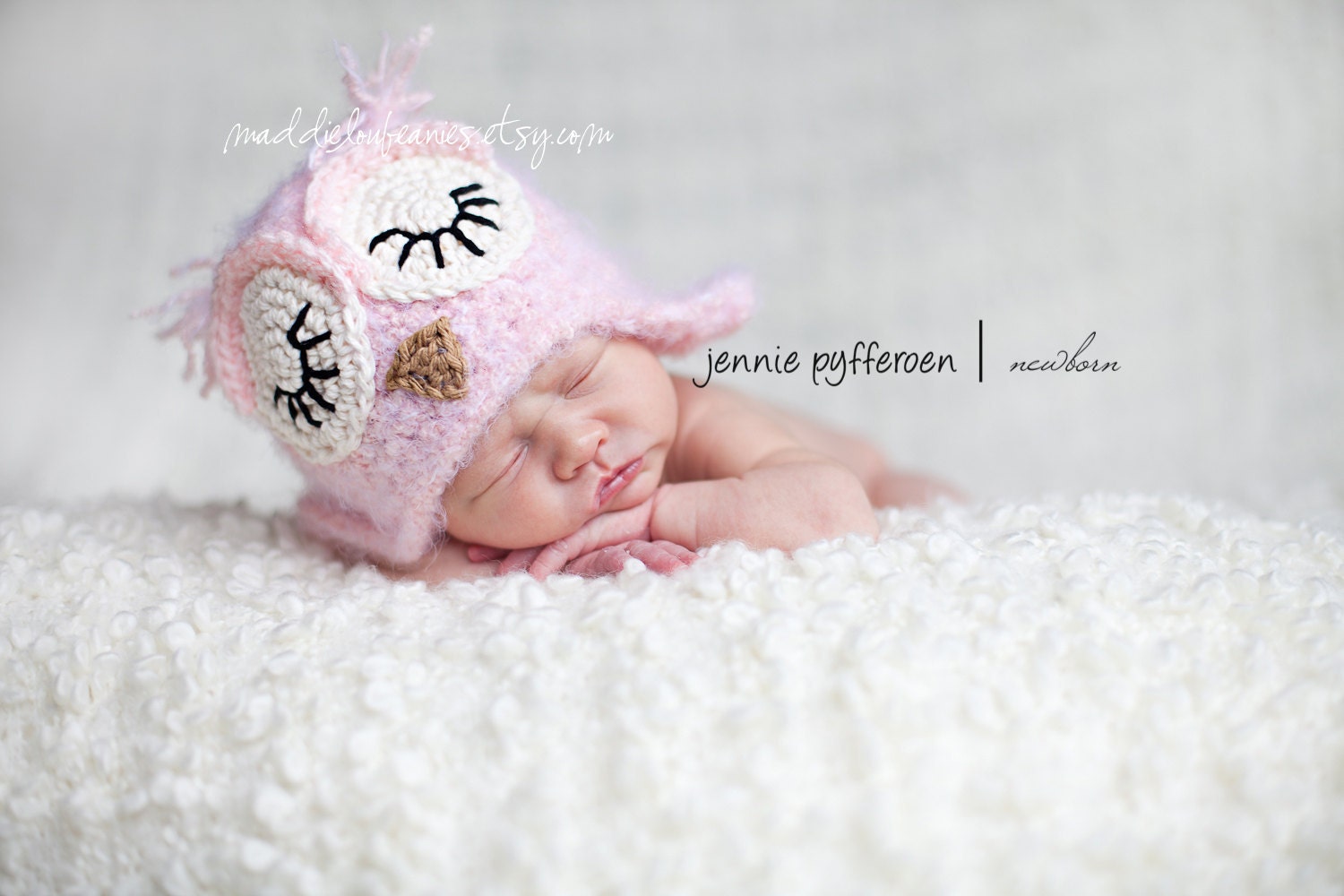 12-24 month size pink fuzzy sleeping owl hat with earflaps