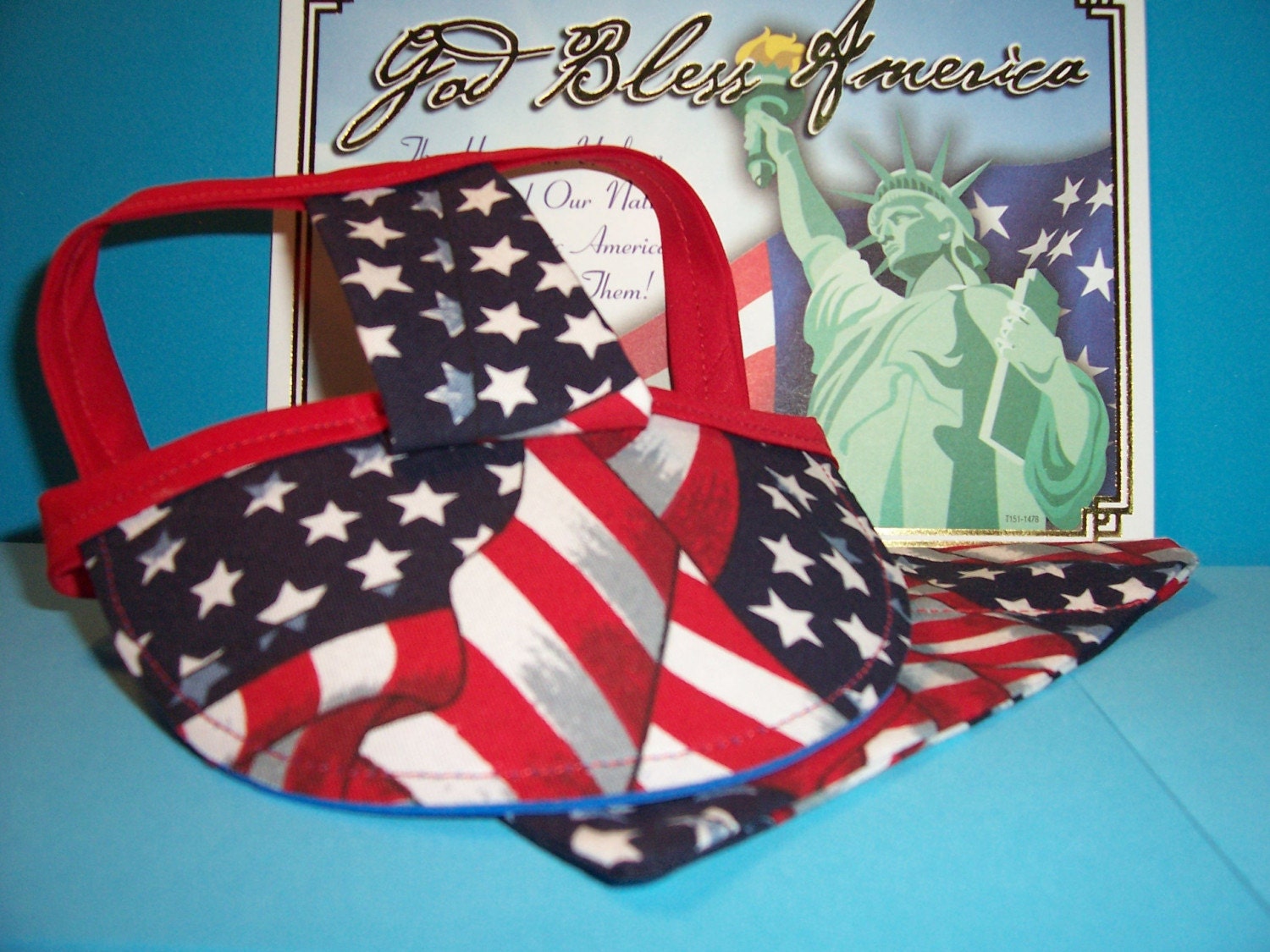 Dog Hat/Visor and Collar Bandana Patriotic Pooch Set Sz XS S M