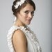 Vintage lace trim bridal headband on off white silk ribbon ties