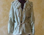 Tattered  lightweight linen JACKET.  Size S / M. Ready to ship.