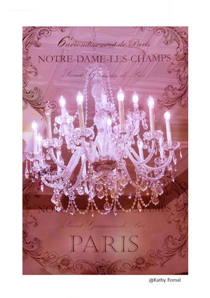 Paris Photos, Sparkling Chandelier Art, Paris Pink Print, Paris Romantic Home Decor, Pink Chandelier Wall Art, 8" x 12"