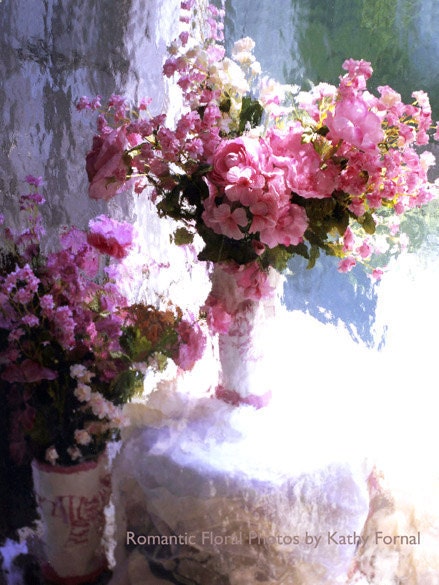 Impressionistic Floral Photo, Dreamy Pink Roses Wall Decor, Romantic Cottage Pink Floral Art Wall Art, Fine Art Photo