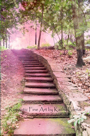 SPRING SALE 50% Off Sale - Nature Photography, Dreamy Fantasy Pink Stairs, Spring Pink Wall Art, Child Baby Nursery Photo 8" x 12"
