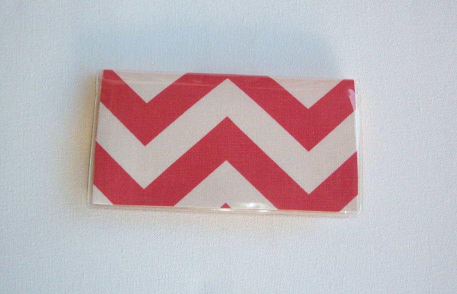 Checkbook Cover / Holder / Case  - Chevron - Zig Zag - ZigZag - coral