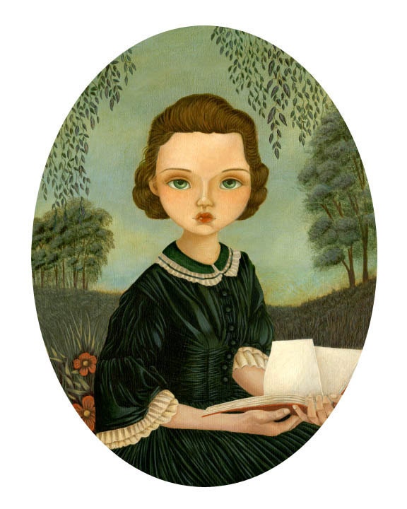 Girl Art Print, Girl Art, Whimsical Art, Portrait Art, Poster, Frankenstein Art, Victorian Inspired, Victorian Storytellers - Mary Shelley  - thelittlefox
