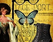 Vintage Port Glamour Girl 5x7 Digital Collage Sheet - scrapbooking paper supplies printable art greeting cards - U Print