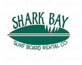 Surf Board Wall Decal - Baby Boy Girl Teen Vinyl Wall Decal with Shark Surfing Ocean Theme 22H x 36W BA0022