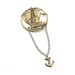 Air Ship Pirate Nautical Brooch - A Mighty Ship - with Hanging Anchor Charm - Antiqued Brass - By Ghostlove
