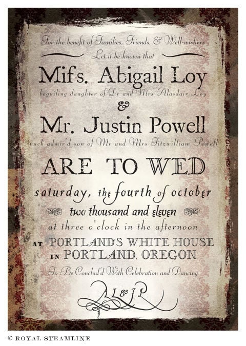 By George - Vintage / Steampunk Wedding Invitation Sample