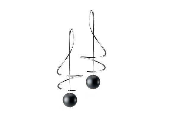 Taormina Obsidian Drop Earrings Stainless Steel Wire Music Key