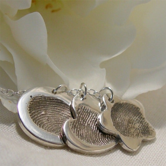 Custom Fingerprint Jewelry Three Fingerprint Charm by lukelys