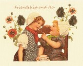 Friendship Card - Friendship and Tea, blank inside
