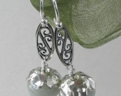 Amazonite and Hammered Sterling Silver Drop Earrings