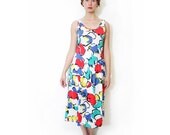 Vintage dress / colorful summer sundress / size M