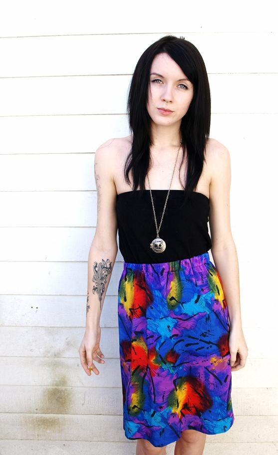 1980s Vintage New Wave Abstract Skirt Size Small/Medium