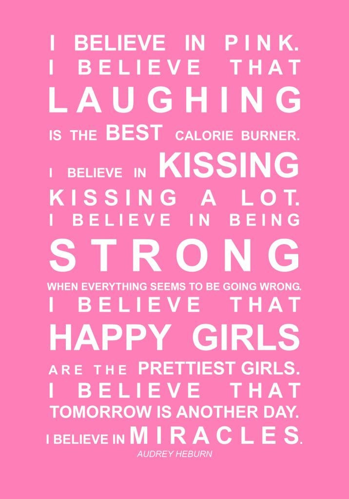 A5 unframed print Typography print subway art Audrey Heburn I believe in Miracles