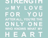Subway Art Print Quote Typography Centre of my Heart- Duck Egg