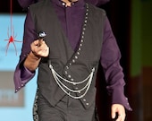 EDDiEZ TAILZ Tail Coat Vest Gothic Steampunk Dinner Jacket with Chains