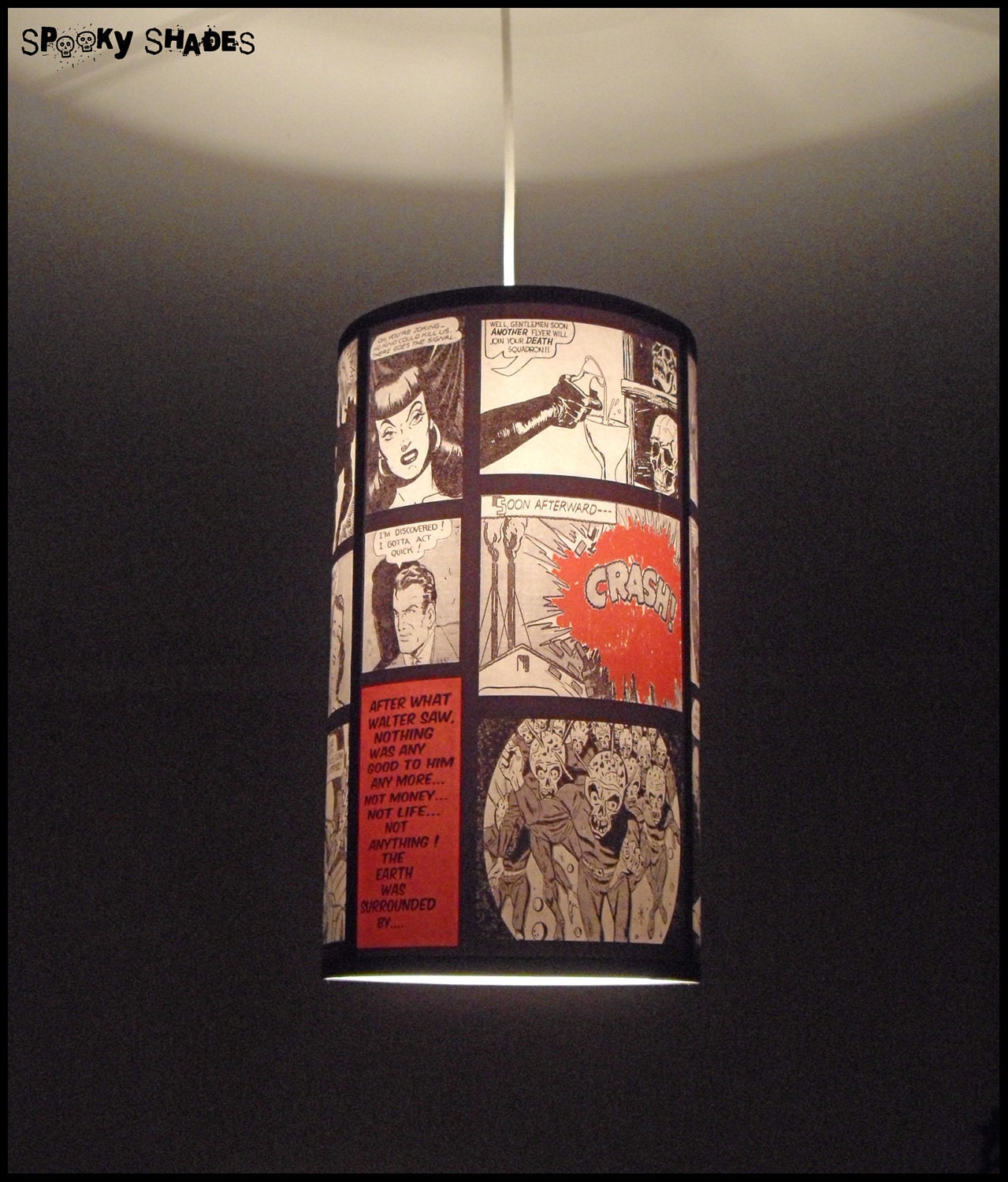 Comic Strip pendant lamp shade lampshade - SPOOKY SHADES, Comic book, geek, pendant light, housewares
