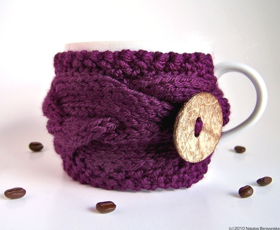 Purple Cup Cozy - Coffee Cozy - Coffee Sleeve -  Summer ohtteam Eggplant Plum Blueberry - Graduation Gift