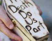 READY TO SHIP Halloween Gothic Coffin Ring Bearer Pillow Til Death Do Us Part Rustic Fall Wedding