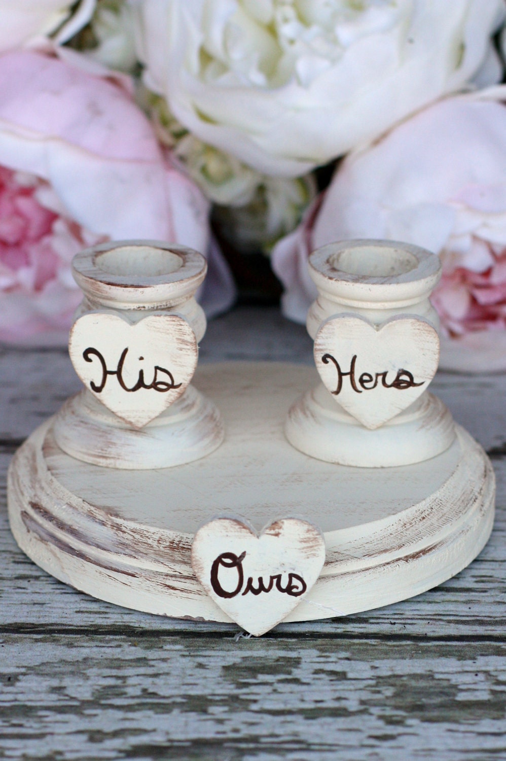 Wedding Unity Candle Holder Set Shabby Chic Decor (item P10315)