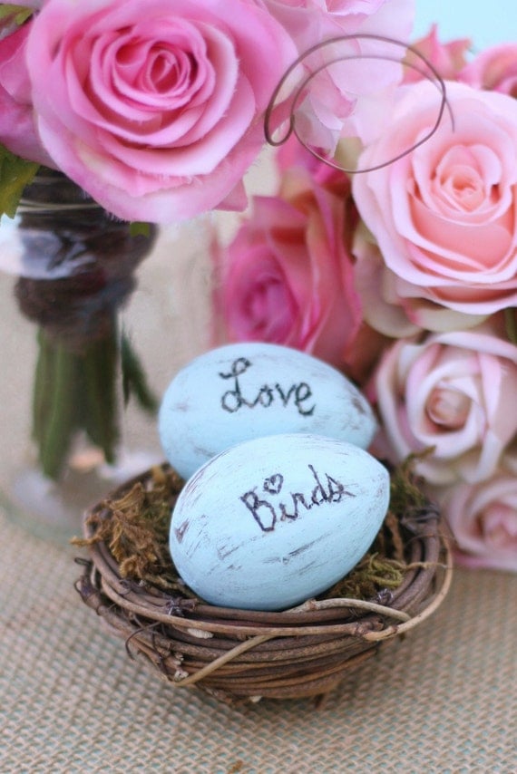 Rustic Cake Topper Bird Nest Love Birds Lovebirds Shabby Chic Wedding Decor