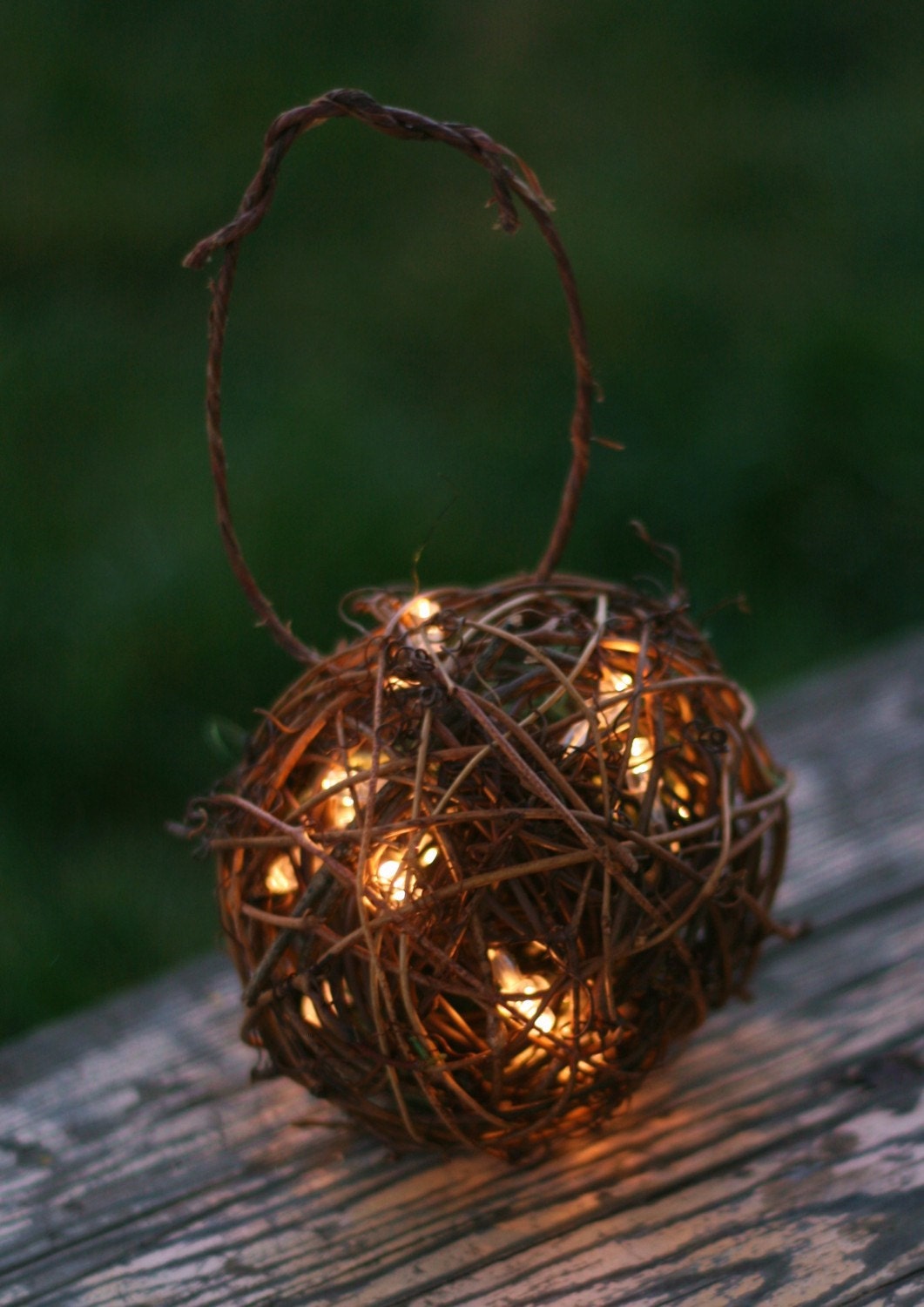 Rustic Candles Firefly Lightning Bug Lanterns With Moss Flower Girl Basket Alternative